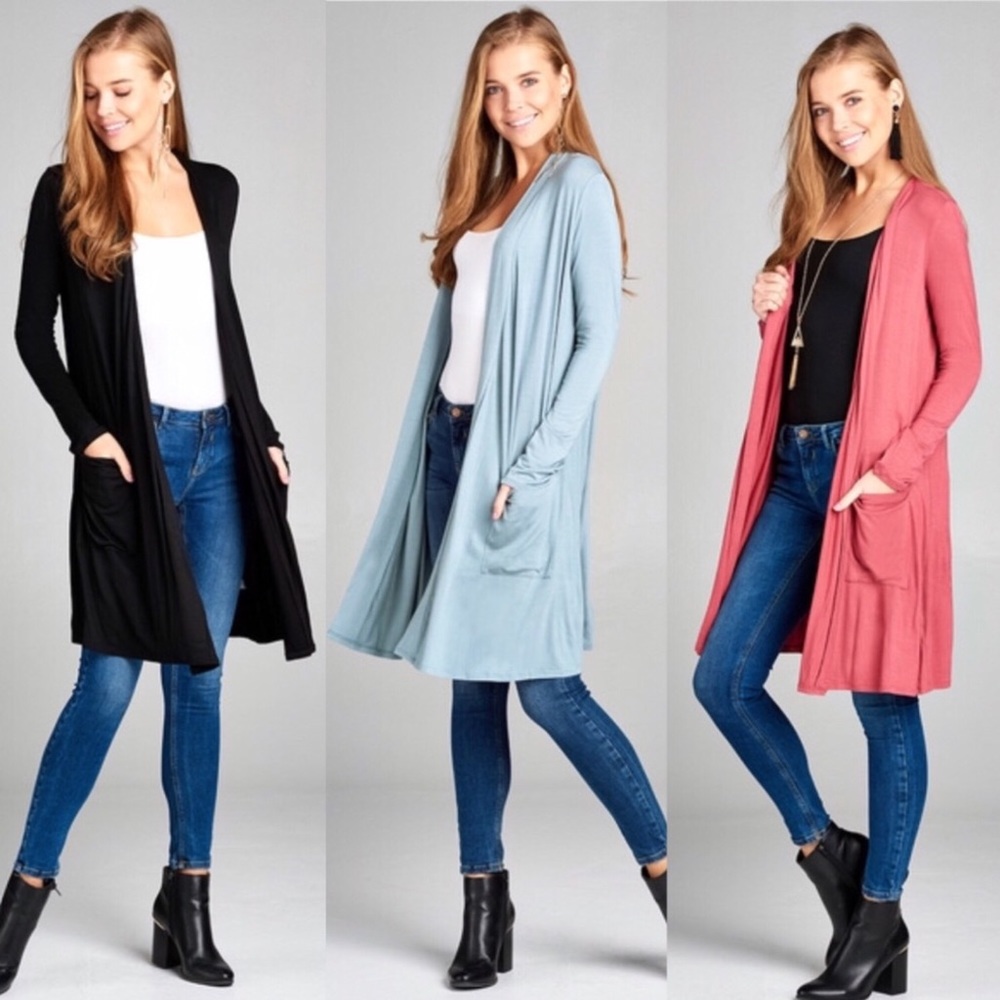Midi lightweight cardigan/duster with pockets